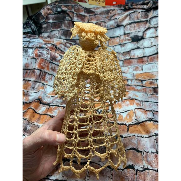 Starched Doily Angel Poss Vintage Hair Halo Shawl Christmas Tree Topper Wings - Picture 2 of 4